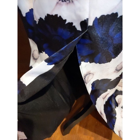 Blue Black Mother bride groom sequin Floral Structured Maxi Dress Size 12 Large - Picture 7 of 7